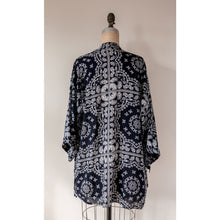 Load image into Gallery viewer, Blue Bandana Tie Wrap Kimono - Clothing