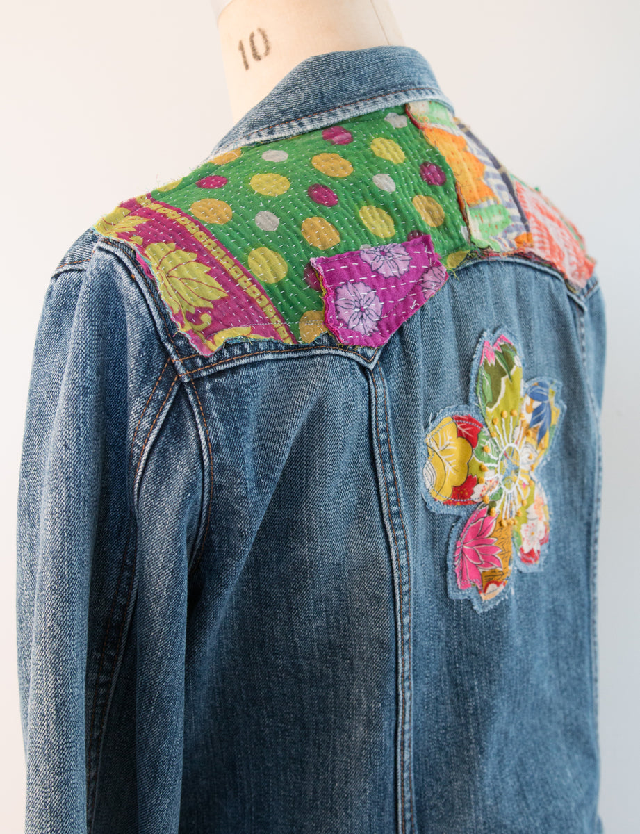 Flowers Denim Jacket Washed Indigo