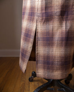 Long Flannel Plaid Duster with Fringe