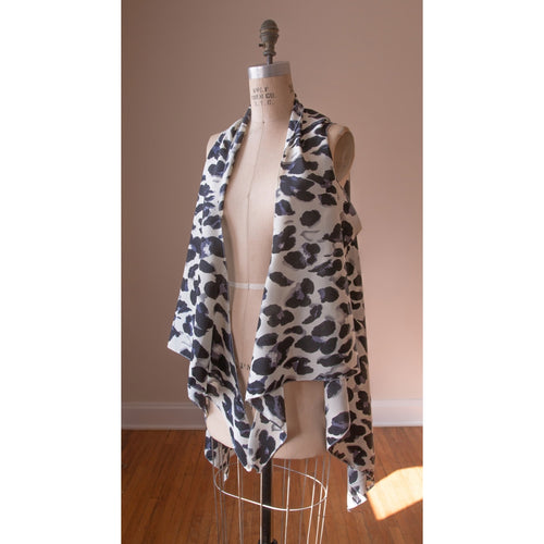 Leopard Gray Kimono Vest - Clothing